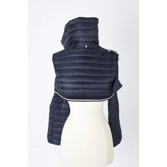 $1,590 Moncler Cropped Lightweight Down Jacket SZ 0/XS Navy Blue RARE
